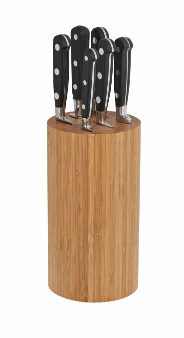 knife block set 6 pieces wood (paring knife 10,slicing knife 15,Нож шефа 15 20,yatagan slicing knife 20,steel 20), IDEAL FORGE, DEGRENNE, арт.219292